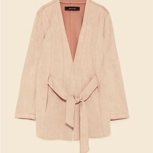 Zara Cream Blazer with Self-Tie Belt and V-Neckline